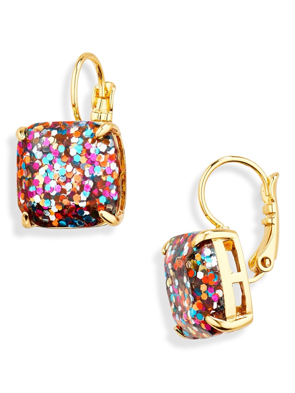 Kate Spade glitter small square lever-back earrings
